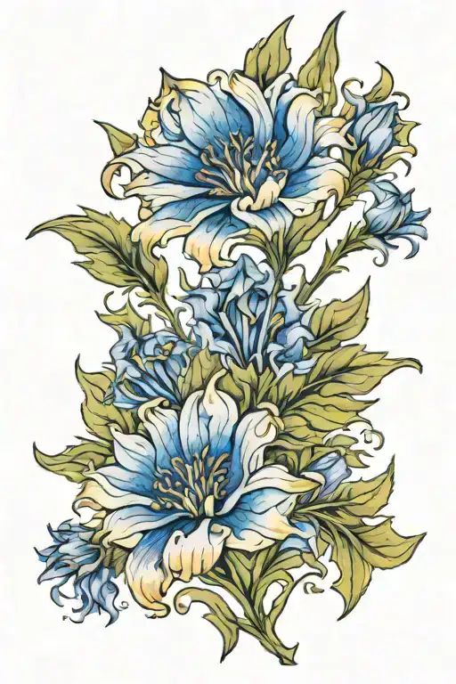 Watercolor Wallpaper Design Featuring Chicory Flowers