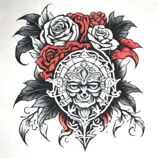 A Black Out Fore Arm With A Red T