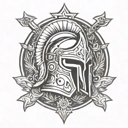 Spartan And Shield Helmet Cross