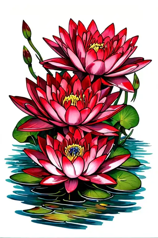 Red Water Lillies