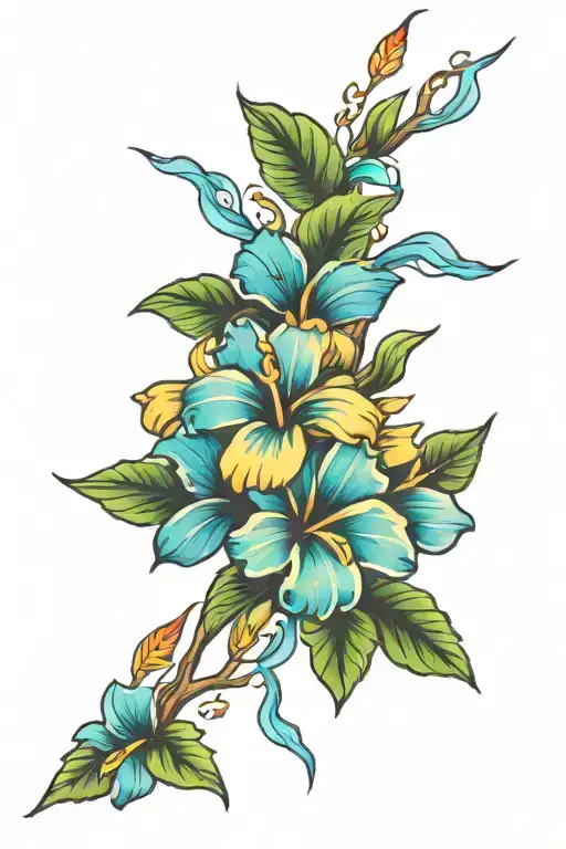 Hawaiian Flowers With Lightning Bolts