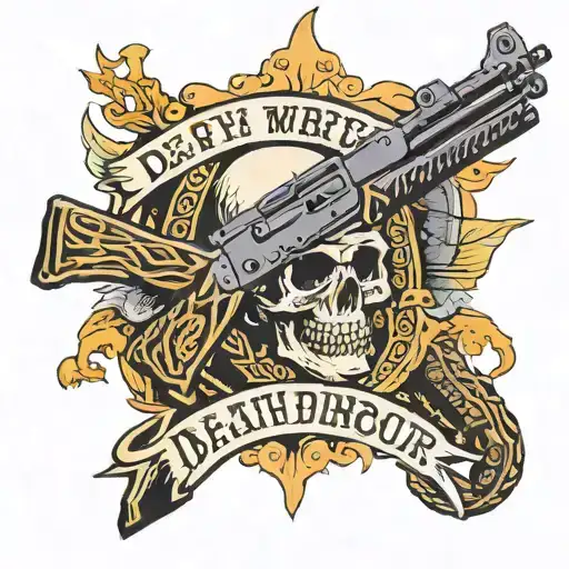 Simple Written In Bold Letters ' Death Before Dishonour ' With Ak47 Gun