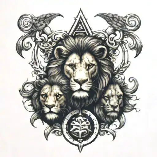 Two Lion And A Libra Sign