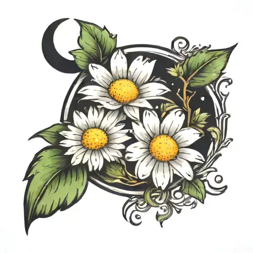 Moon With Small Daisy Inside