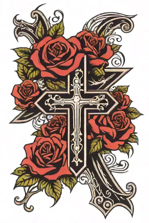 Cross With Mani Lines Without Rose