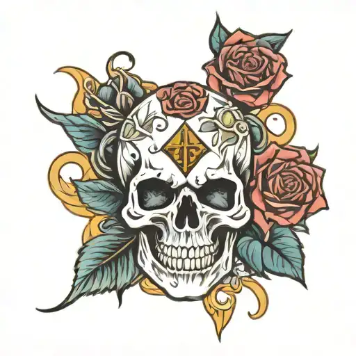 Skull And Rose With San Diego Padres Logos