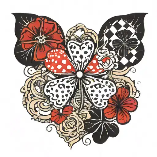 Trash Polka Style Tattoo And There Should Be A Four Leaf Clover