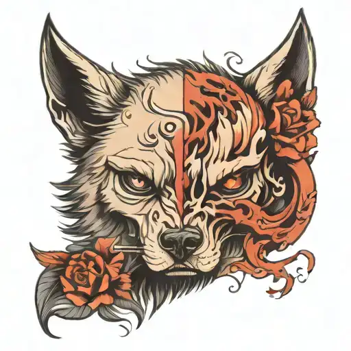 Half Wolf And Half Skull