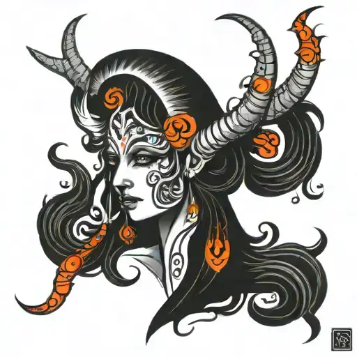 Virgo Symbol With Devil Tail N Horns