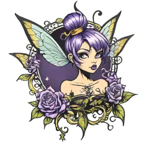 Gothic Tinkerbell With Purple Hair