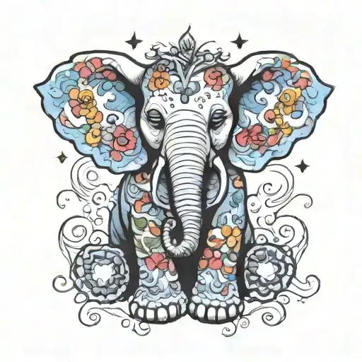 Fantasia Elephant In Grateful Dead Bears Style With Lsd & Psilocybin Molecules Incorporated