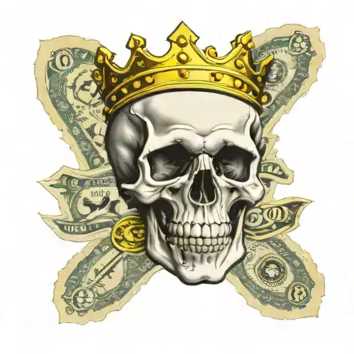 100 Dolar Bill With Half Of Face Skull Wearing A Crown