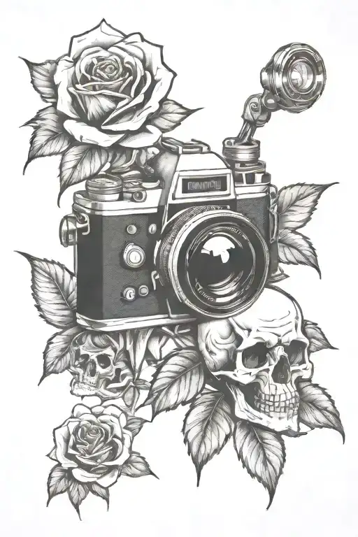 Skull Roses And Camera Lens Transforming