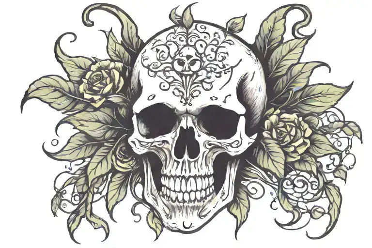 Demon Skull With Plant Intertwined