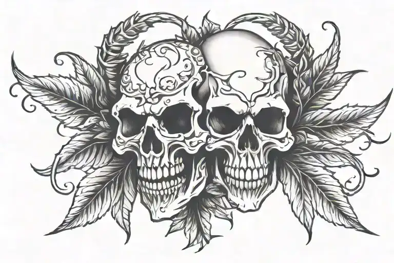 Demon Skull With Plant Intertwined