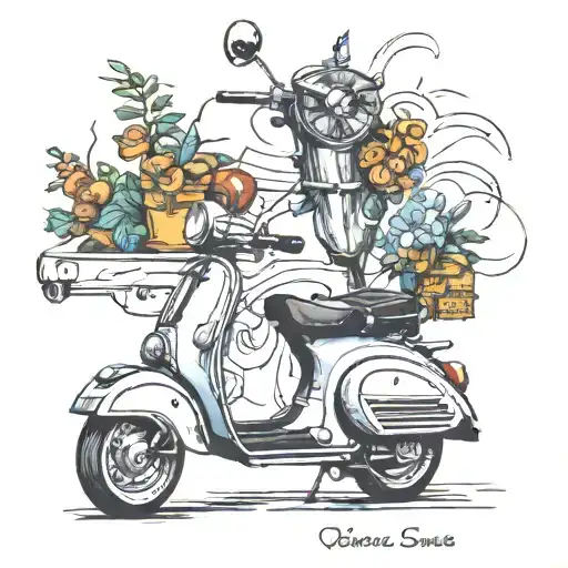 Vespa Scooter And A Morse Code Of The Word Sasha