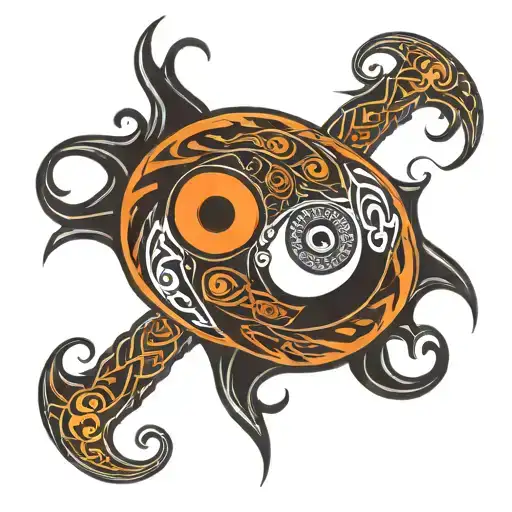 Tribal Design Armband Tattoo With Yin Yang Symbol