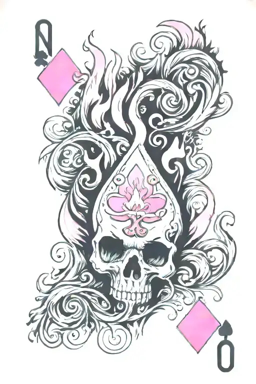 Pink Flaming Playing Card
