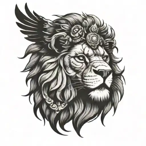 Lion With An Eagle