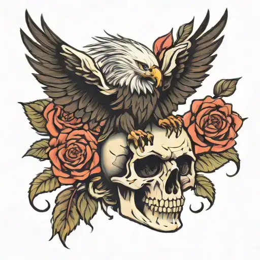 Eagle Rose Skull