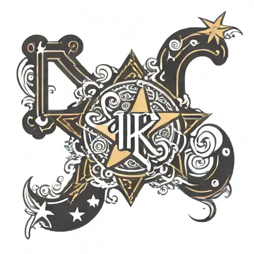 Hk Initial With Star And Moon And Heart