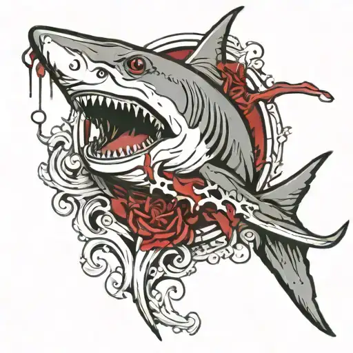 Bleeding Shark Killed With A Sword Peircing