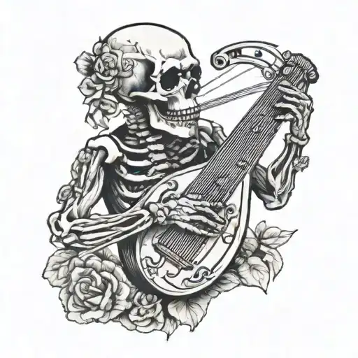 Skeleton Playing Mini Harp