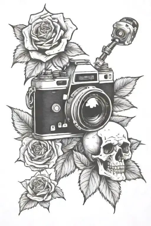 Skull Roses And Camera Shutter
