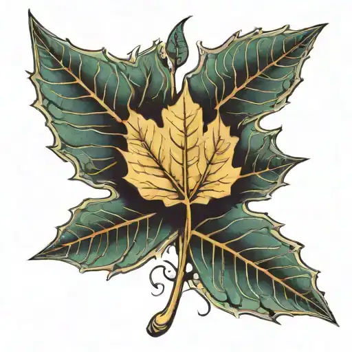 Plane Tree Leaf With Baby Footprint Inside