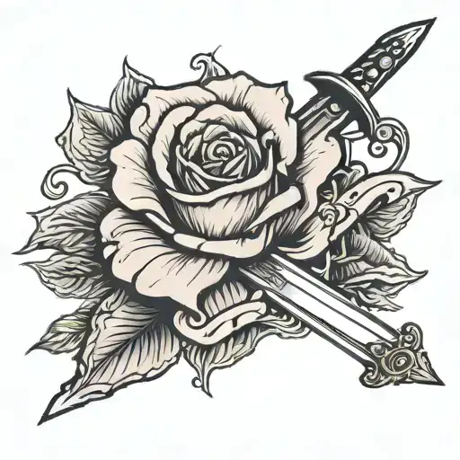 Rose With Sword Or Skull