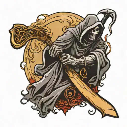Grim Reaper With Scythe And Book