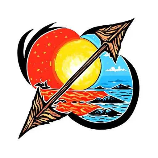 Arrow And Bow With Half Sun Rising Sun