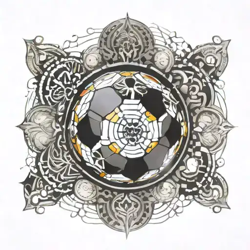 Soccer Ball In Centre With Circular Fractal Pattern Around Which Is Minimal