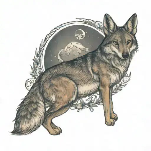 Eidelweiss Moon And Seated Coyote