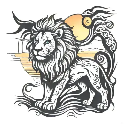 Lion With Sun Rising