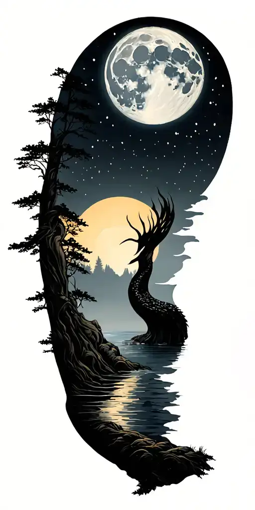 Nature Inspired Scene Full Moon