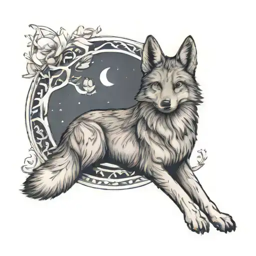 Eidelweiss Moon And Seated Coyote