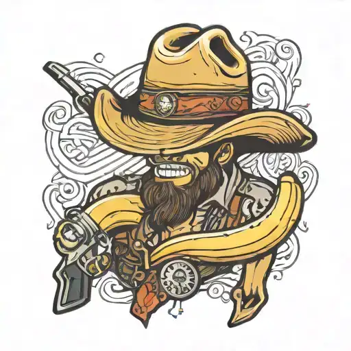 Banana Wearing Cowboy Hat And A Holster