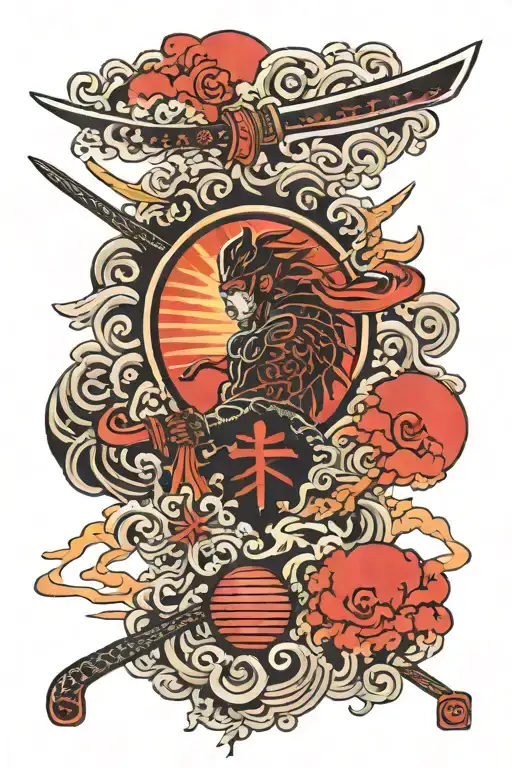 Katana Japan Red Sun