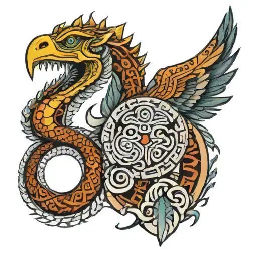 Make A Tattoo Inspired From Mayan And Aztec Culture Of The Feathert Serpent Kukulkan