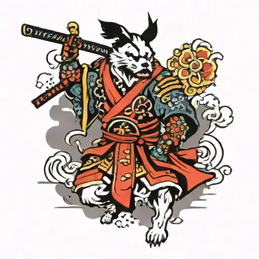 Ronin Samurai With Dog