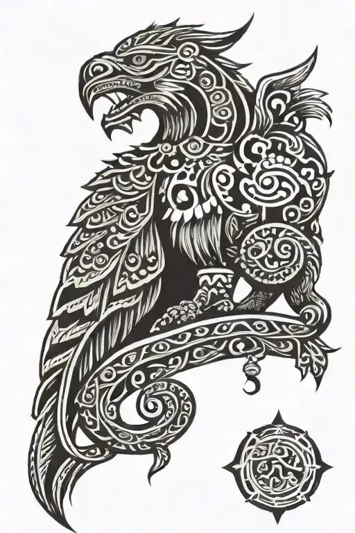 Nordic Mythology With Traditional Polynesian Tribal Patterns