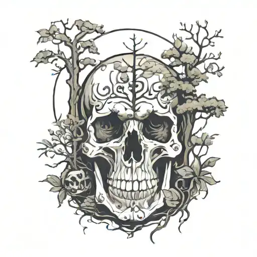 Trees And Skull Surrounded