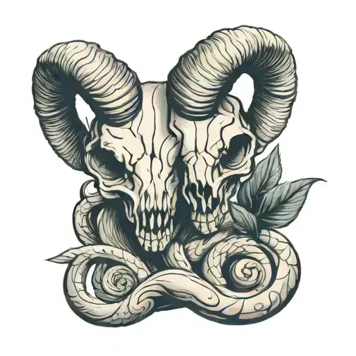 Baby Feet Either Side Of A Rams Skull