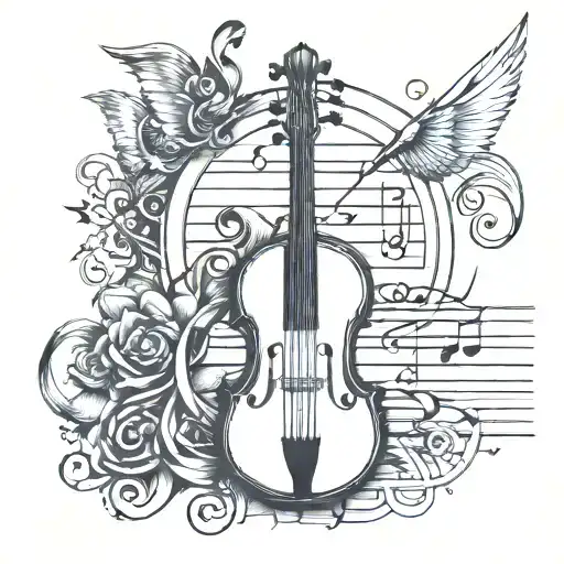 Fine Line Tattoo With 5 Lines Of A Music Staff And A Silent Note