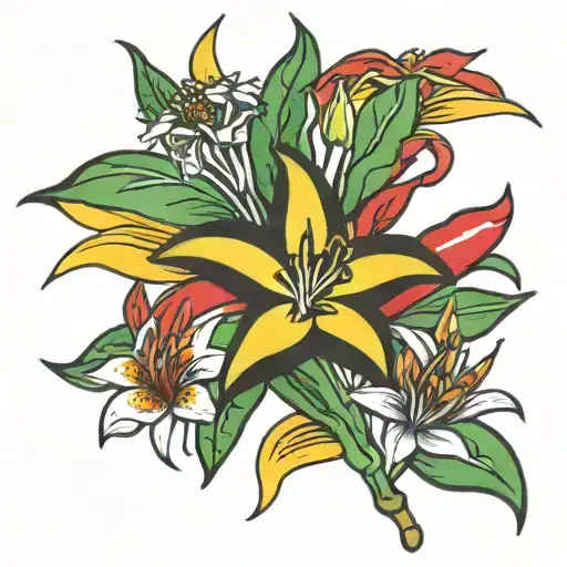 Zimbabwe Flag With Flame Lily Flower