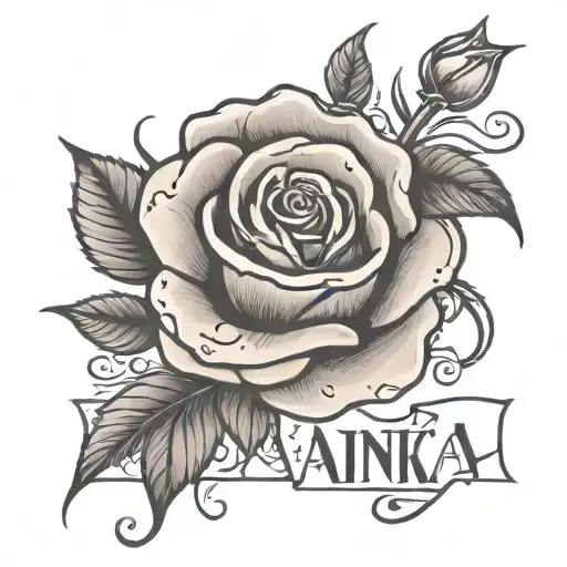 Rose With The Name Annika Written With The Stem