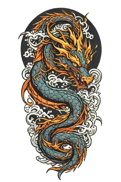 Dragon Wrapped Around A Lightning Storm