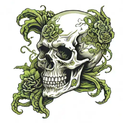 Skull With Moss Drapes