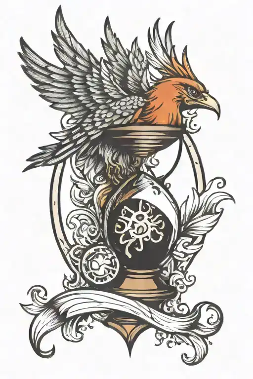Phoenix With Hourglass In Half